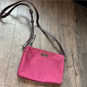 Kate Spade Fuchsia Crossbody Bag with Brown Strap